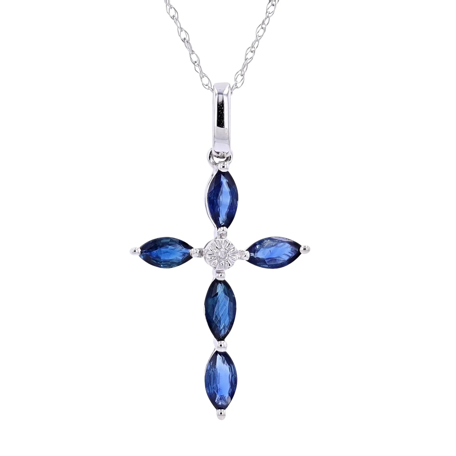 14K WG Gemstone Cross Pendant<p><strong>More Colors Available</p></strong>