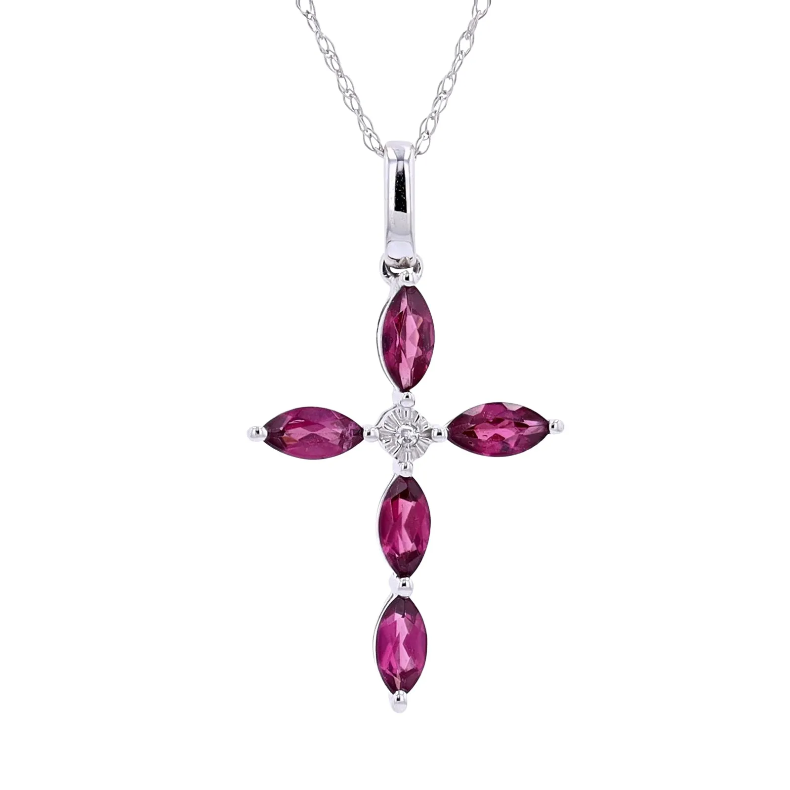 14K WG Gemstone Cross Pendant<p><strong>More Colors Available</p></strong>