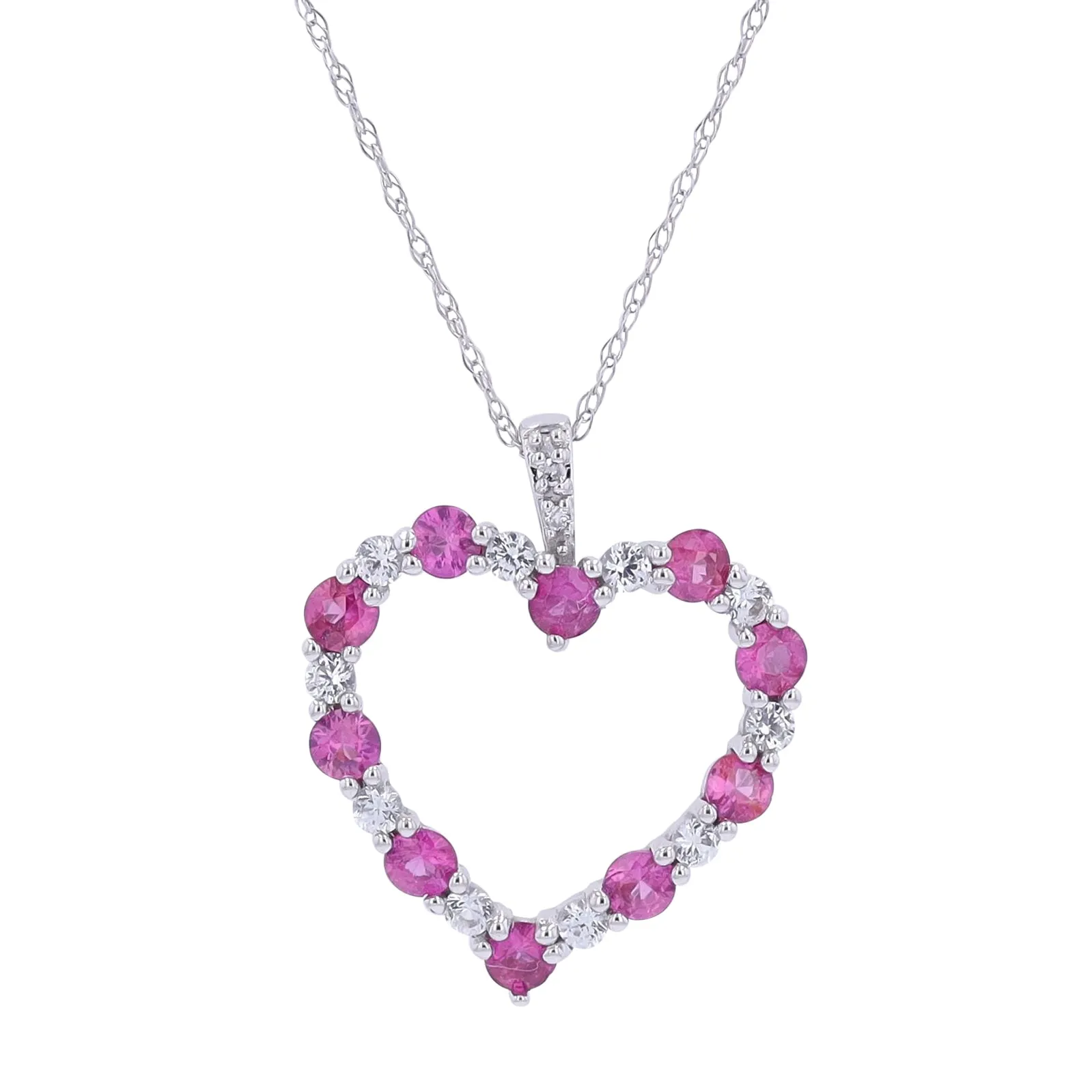 14K WG Gemstone Heart Pendant<p><strong>More Colors Available</p></strong>