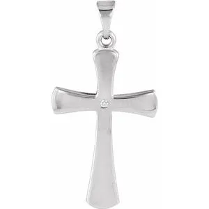 14K White .005 CTW Diamond Cross