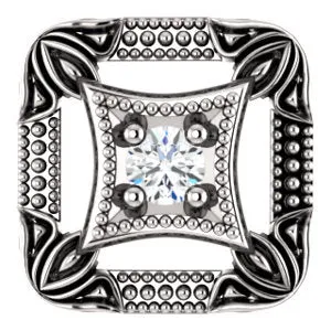 14K White .04 CT Diamond Vintage-Inspired Pendant