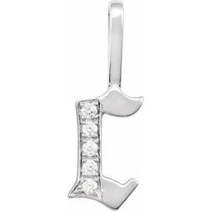 14K White .05 CTW Natural Diamond Gothic Initial C Charm/Pendant