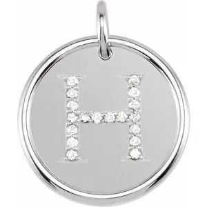 14K White .07 CTW Natural Diamond Posh Mommy¬Æ Initial H Pendant