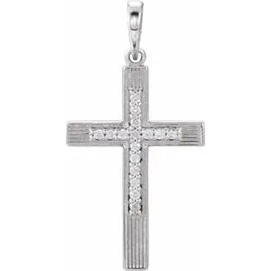 14K White .08 CTW Diamond Cross Pendant