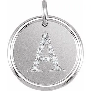 14K White .08 CTW Diamond Initial A Pendant