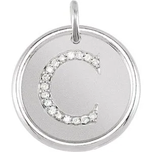 14K White .08 CTW Diamond Initial C Pendant