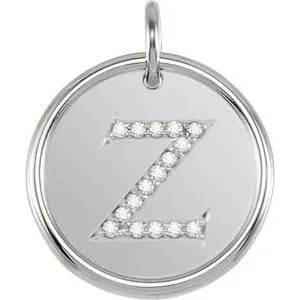14K White .08 CTW Natural Diamond Posh Mommy¬Æ Initial Z Pendant