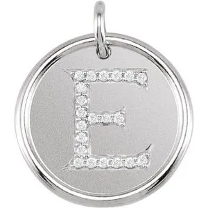 14K White 1/10 CTW Diamond Initial E Pendant