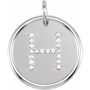 14K White 1/10 CTW Diamond Initial H Pendant