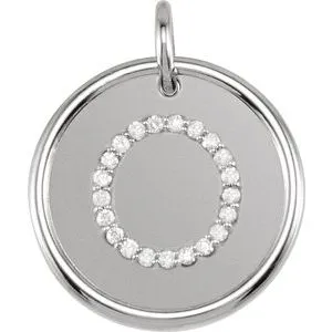 14K White 1/10 CTW Diamond Initial O Pendant