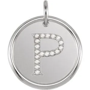14K White 1/10 CTW Natural Diamond Posh Mommy¬Æ Initial P Pendant