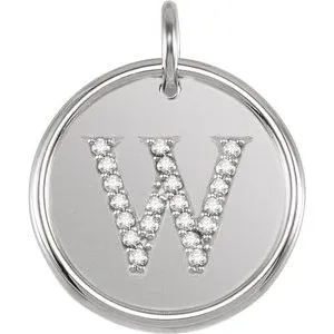 14K White 1/10 CTW Natural Diamond Posh Mommy¬Æ Initial W Pendant