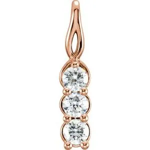 14K White 1/2 CTW Diamond 3-Stone Pendant