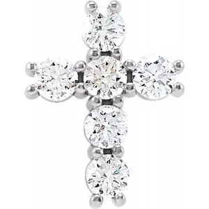 14K White 1/3 CTW Diamond Cross Pendant