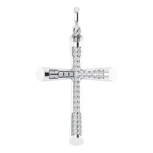 14K White 1/4 CTW Diamond Micro Pavé Cross Pendant