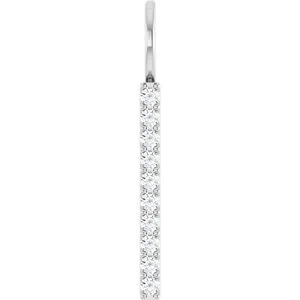 14K White 1/6 CTW Natural Diamond Vertical Bar Charm/Pendant