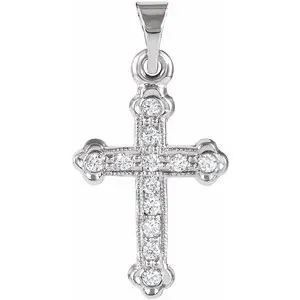 14K White 16x11.5 mm 1/8 CTW Diamond Cross Pendant