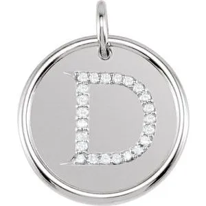 14K White 1/8 CTW Diamond Initial D Pendant