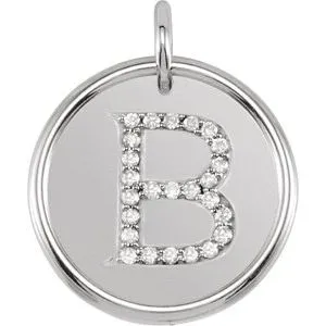 14K White 1/8 CTW Natural Diamond Posh Mommy¬Æ Initial B Pendant
