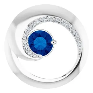 14K White Blue Sapphire & 1/5 CTW Diamond Pendant