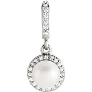 14K White Freshwater Cultured Pearl & 1/10 CTW Diamond Pendant