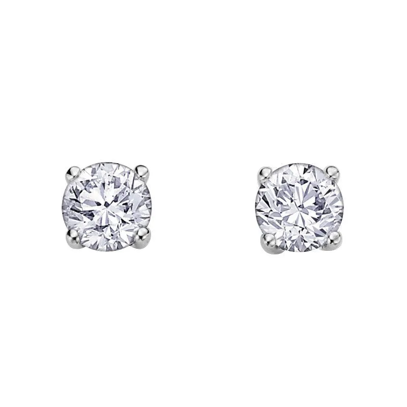 14K White Gold (0.05ct - 1.00ct) Diamond Stud Earrings