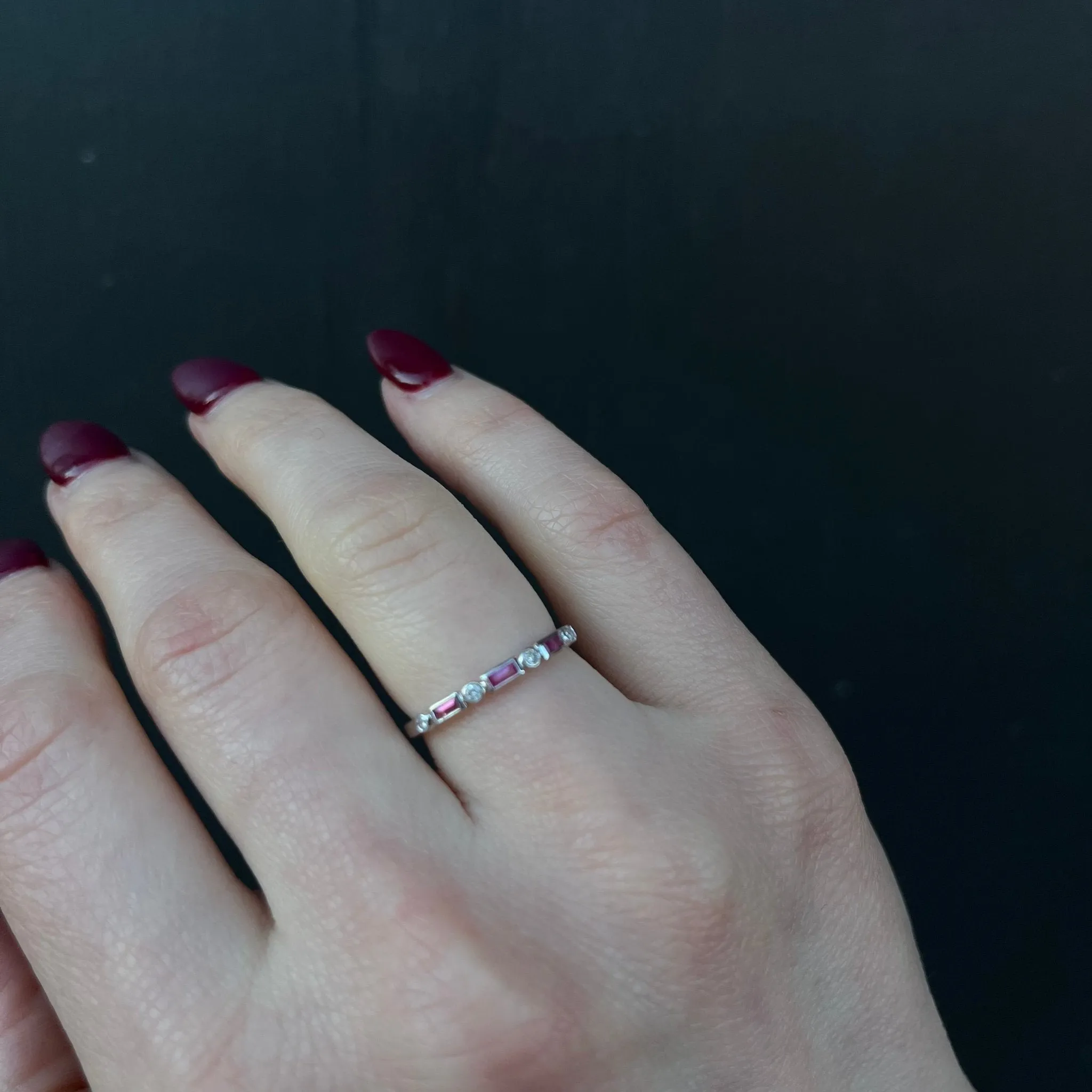 14K White Gold 0.24 CTW Pink Sapphire and Diamond Band