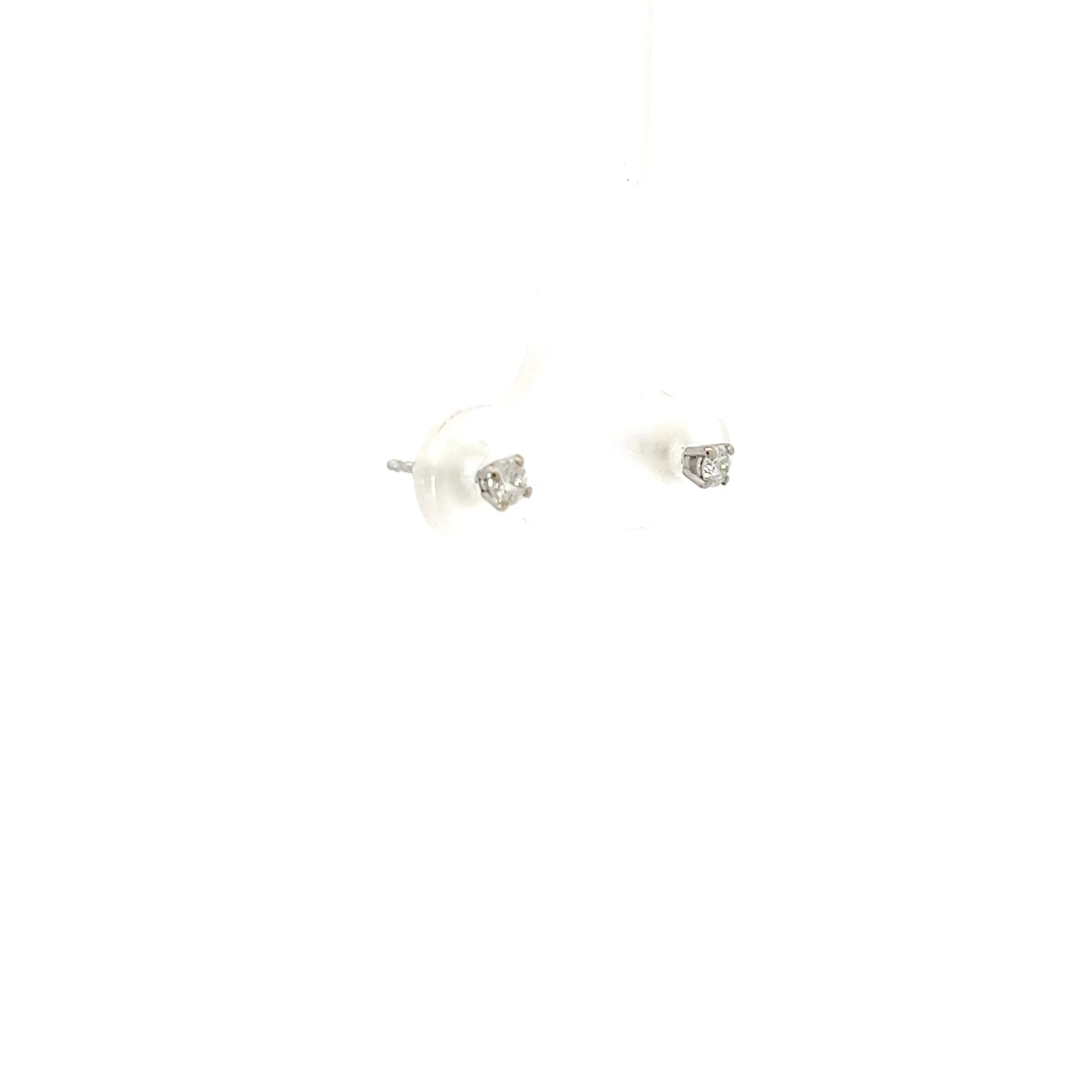 14k White Gold .10ct H SI1 Round Diamond  Baby Stud Earrings