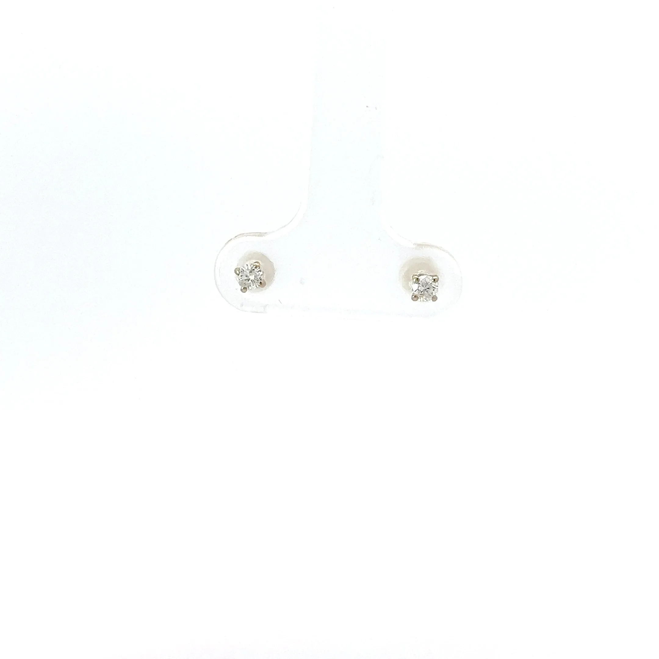 14k White Gold .10ct H SI1 Round Diamond  Baby Stud Earrings