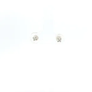 14k White Gold .10ct H SI1 Round Diamond  Baby Stud Earrings