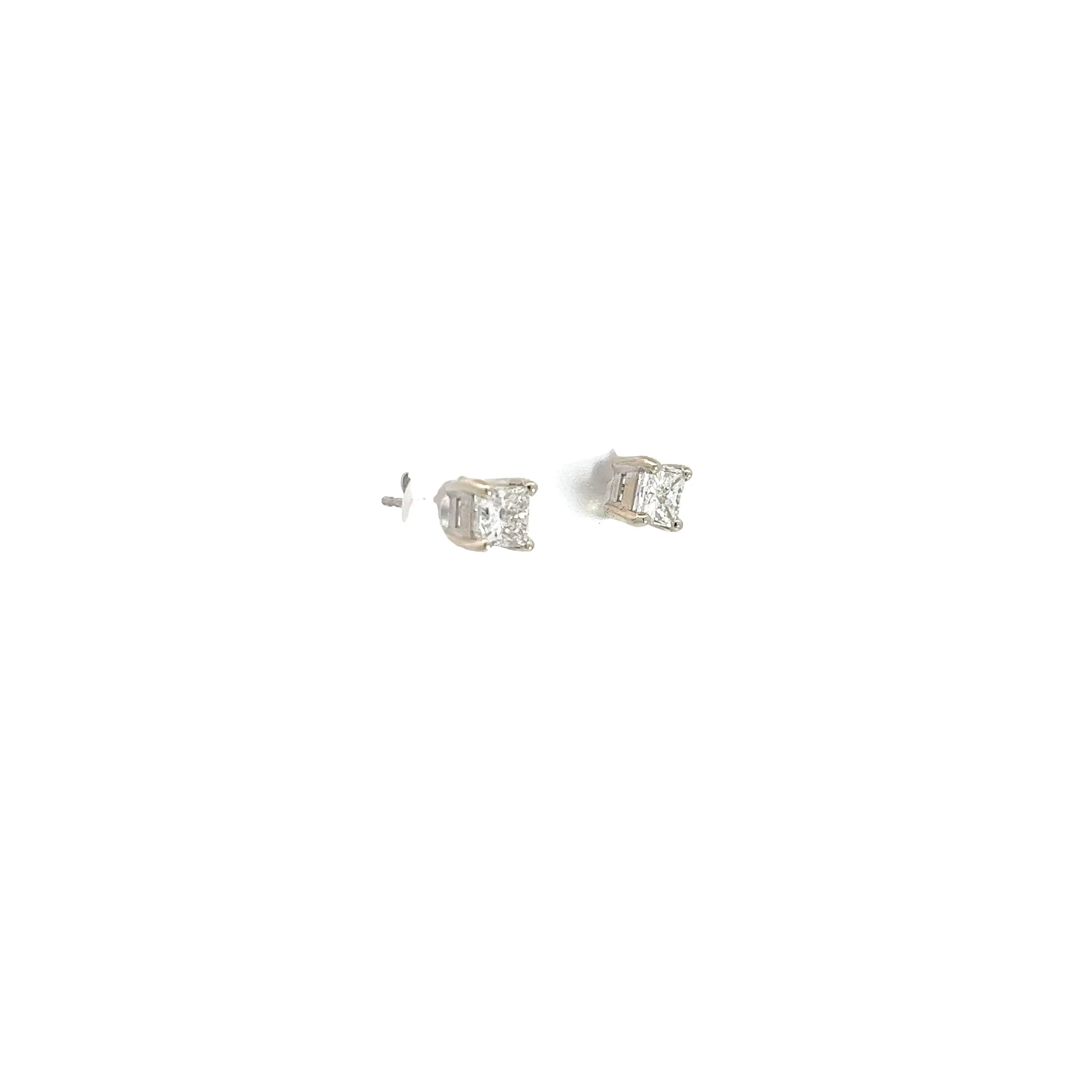 14k White Gold 1.15CT G VS2 Princess Cut Diamond Stud Earrings