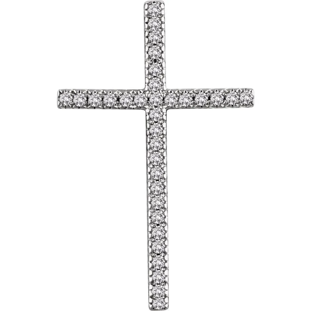 14k White Gold 1/2 CTW Diamond Cross Pendant