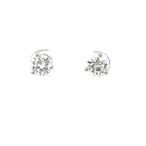 14K White Gold 2.15ct F G SI1 Round 3 Prong Martini Diamond Stud Earrings