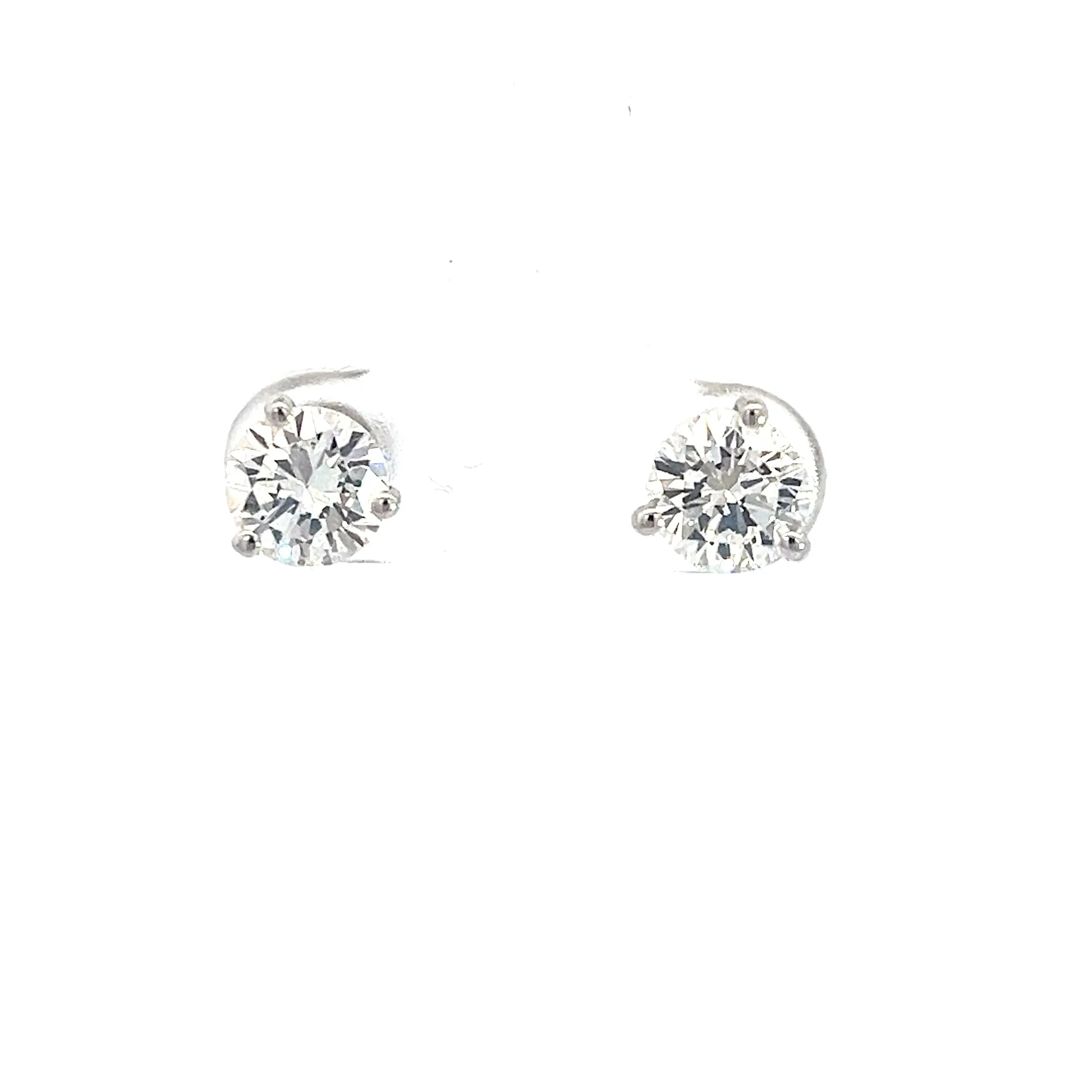 14K White Gold 2.15ct F G SI1 Round 3 Prong Martini Diamond Stud Earrings