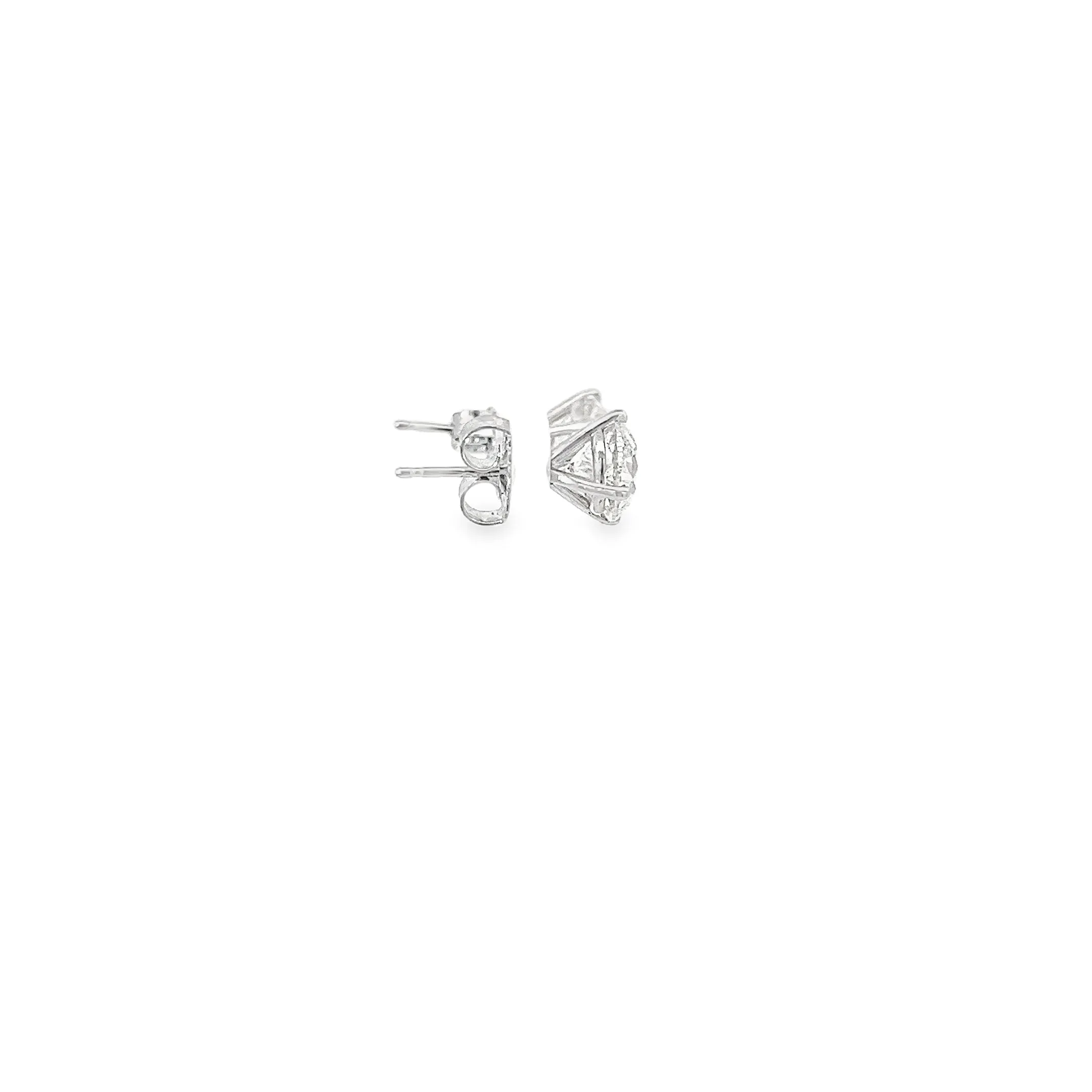 14k White Gold 3.00ct F SI1 Round Diamond Stud Earrings