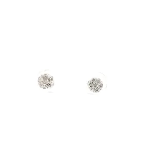 14k White Gold .35ct H SI1 Cluster Round Diamond Stud Earrings