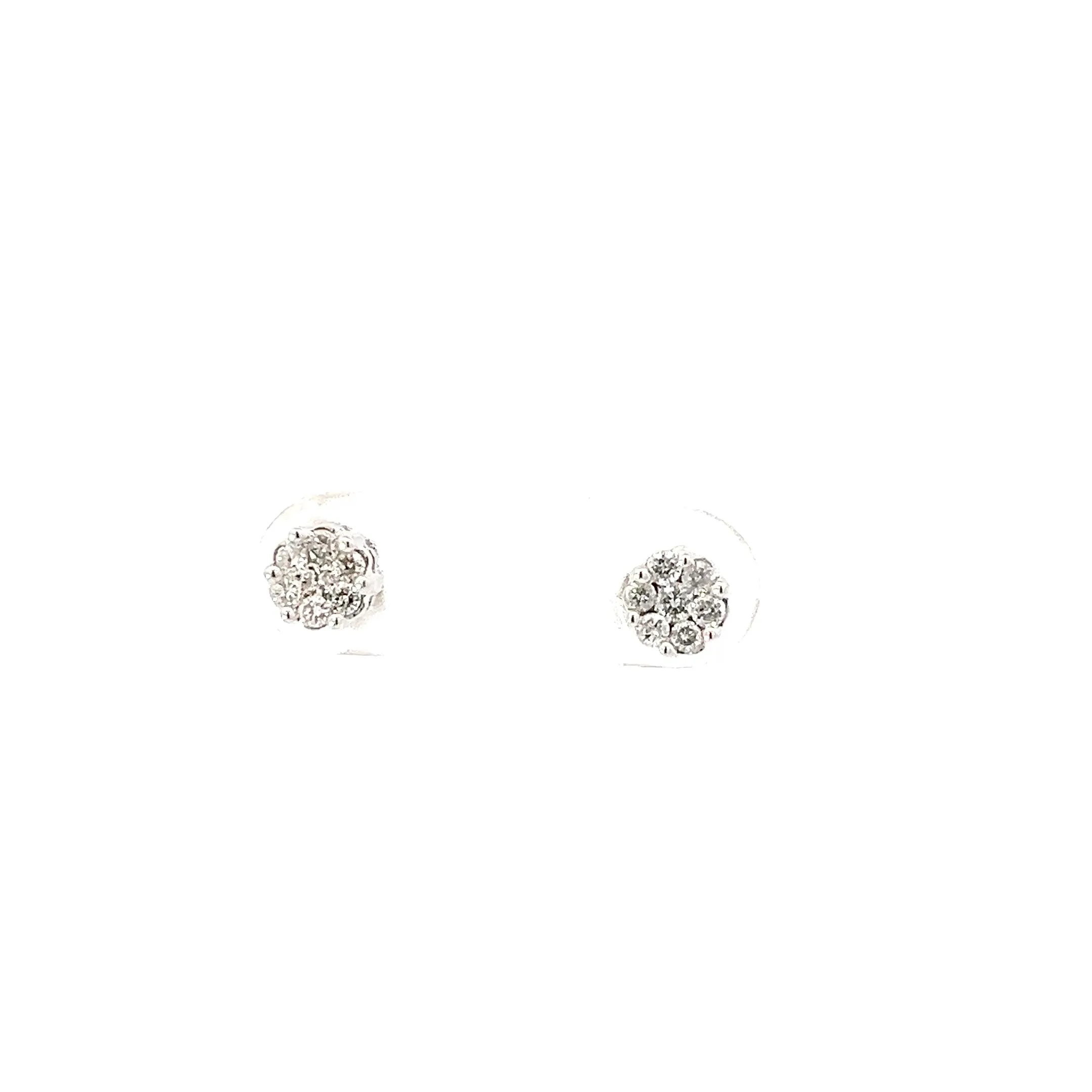 14k White Gold .35ct H SI1 Cluster Round Diamond Stud Earrings