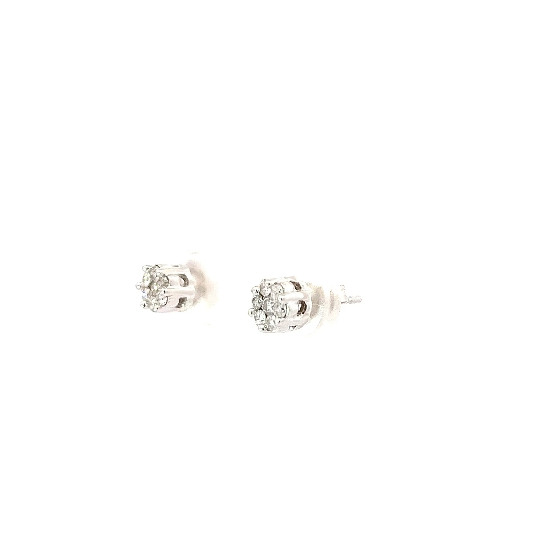 14k White Gold .35ct H SI1 Cluster Round Diamond Stud Earrings