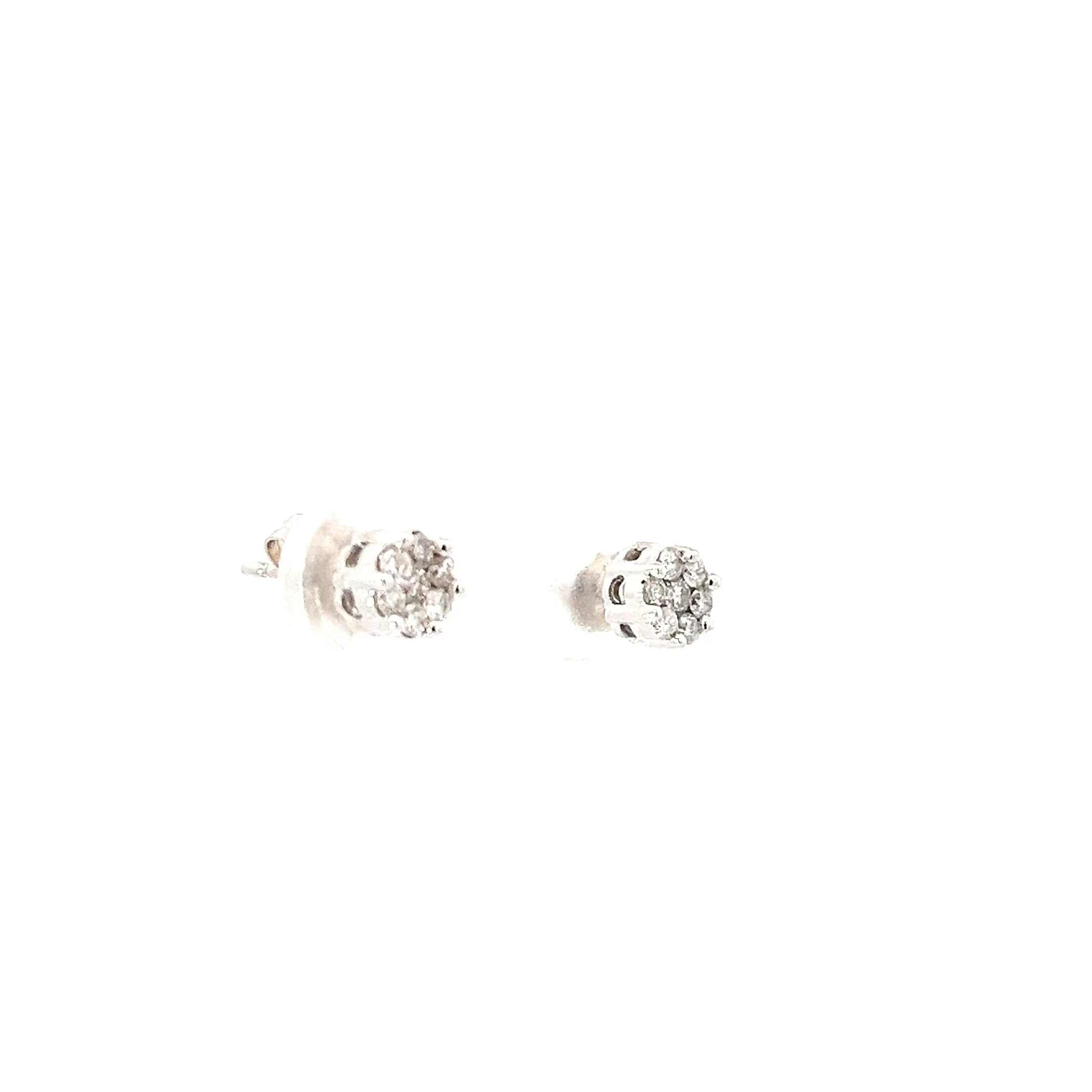 14k White Gold .35ct H SI1 Cluster Round Diamond Stud Earrings