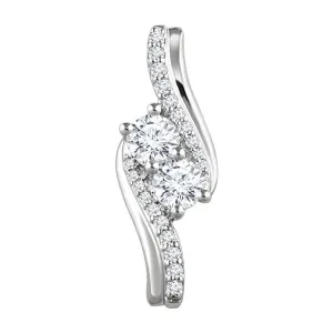 14k White Gold 5/8 CTW Diamond Two Stone Pendant