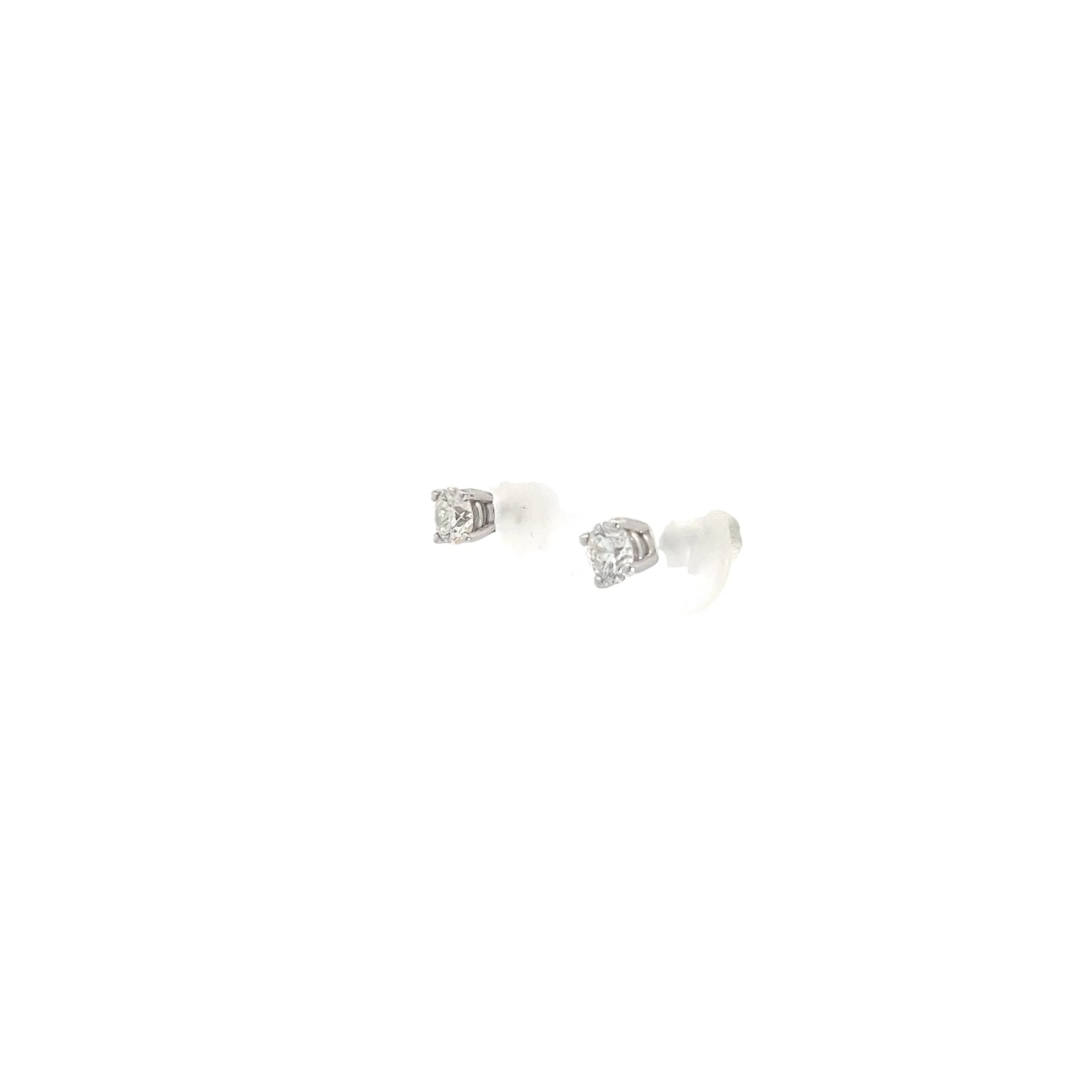 14k White Gold .60CT G SI2 Round Diamond Stud Earrings