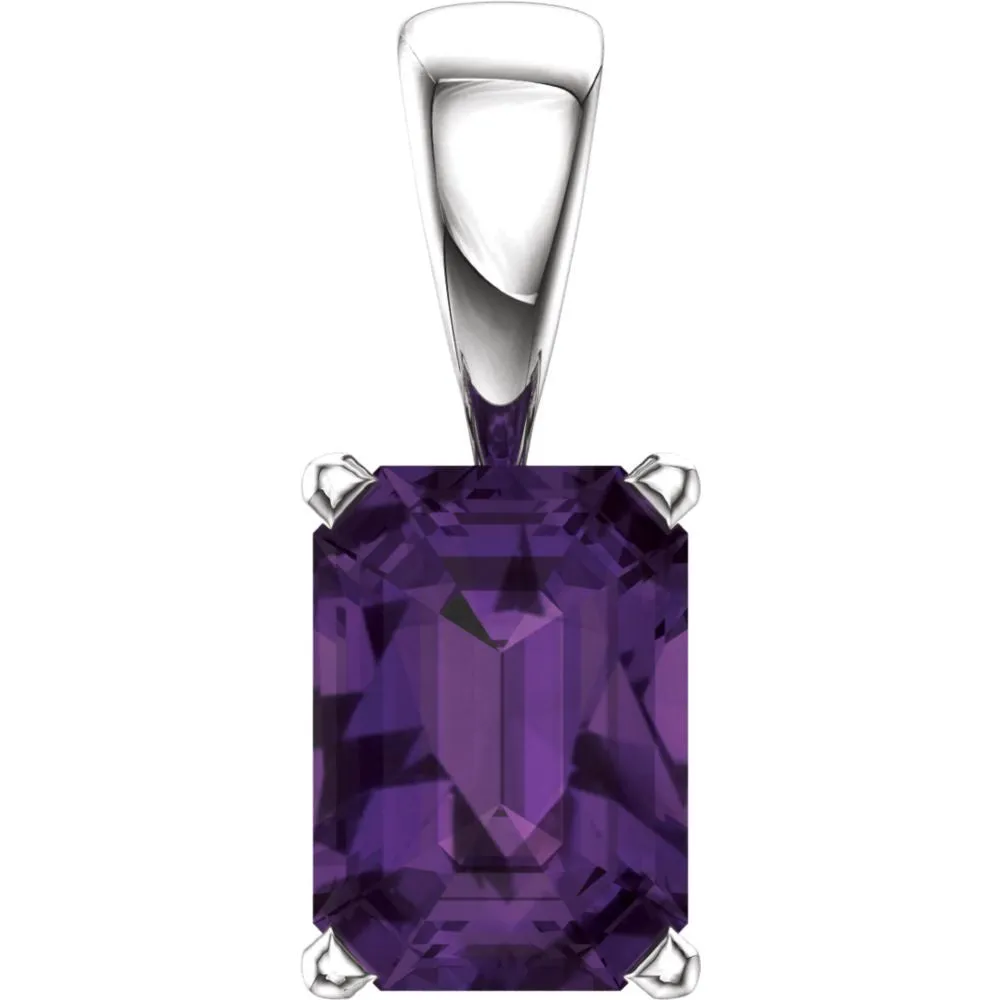 14k White Gold Amethyst Pendant
