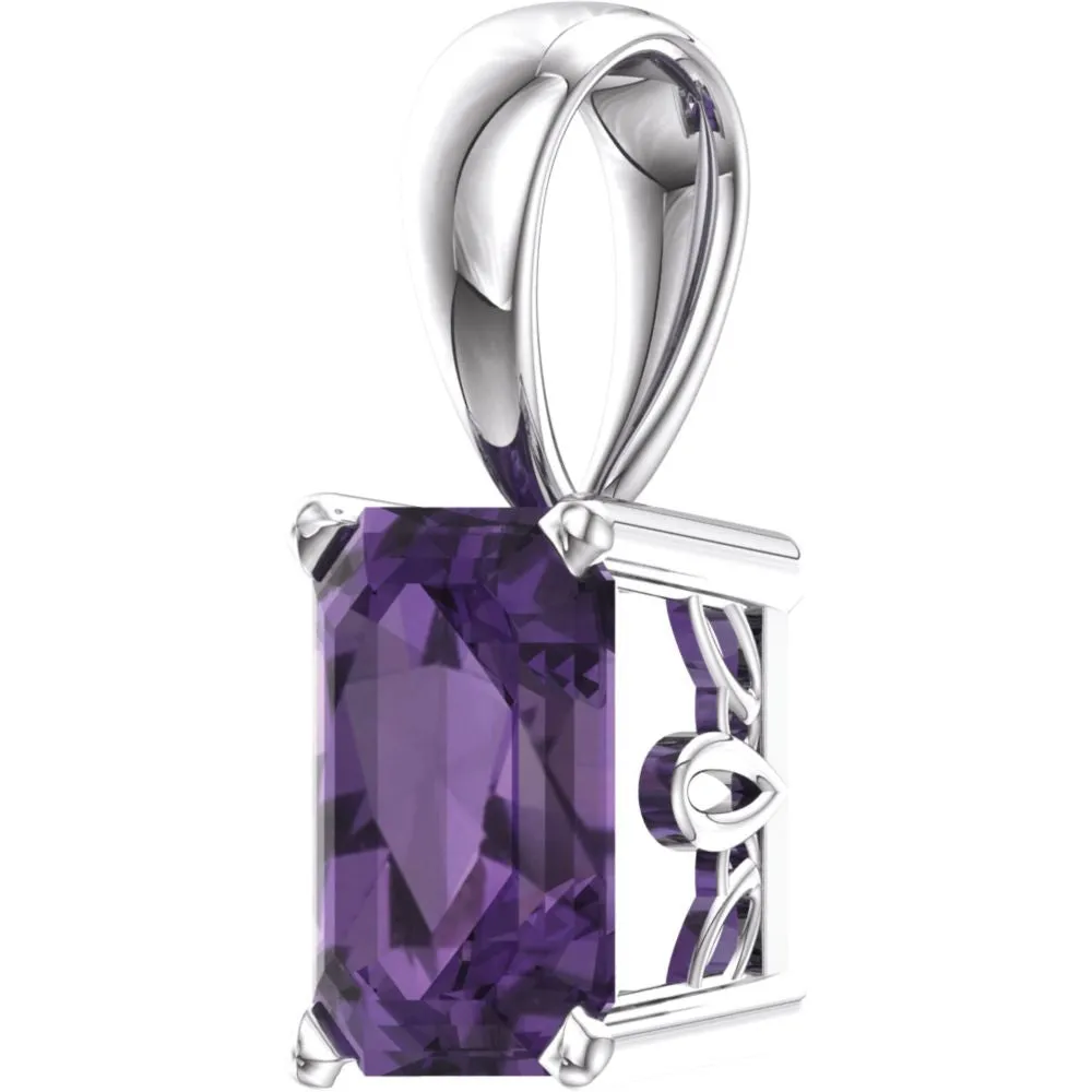 14k White Gold Amethyst Pendant