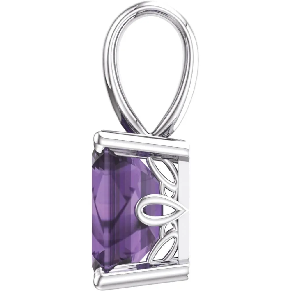 14k White Gold Amethyst Pendant