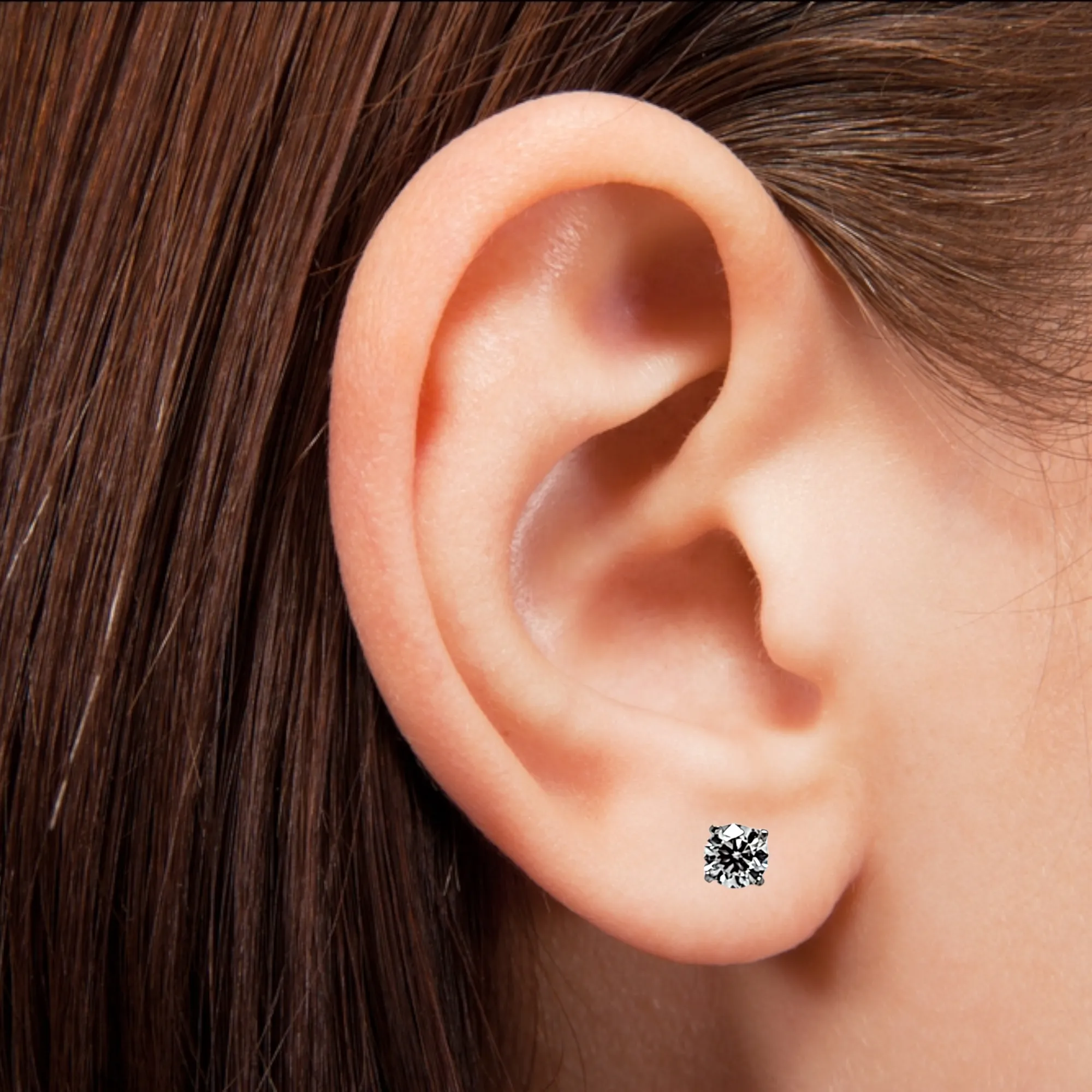 14K White Gold and 1/2 Carat Diamond Stud Earrings