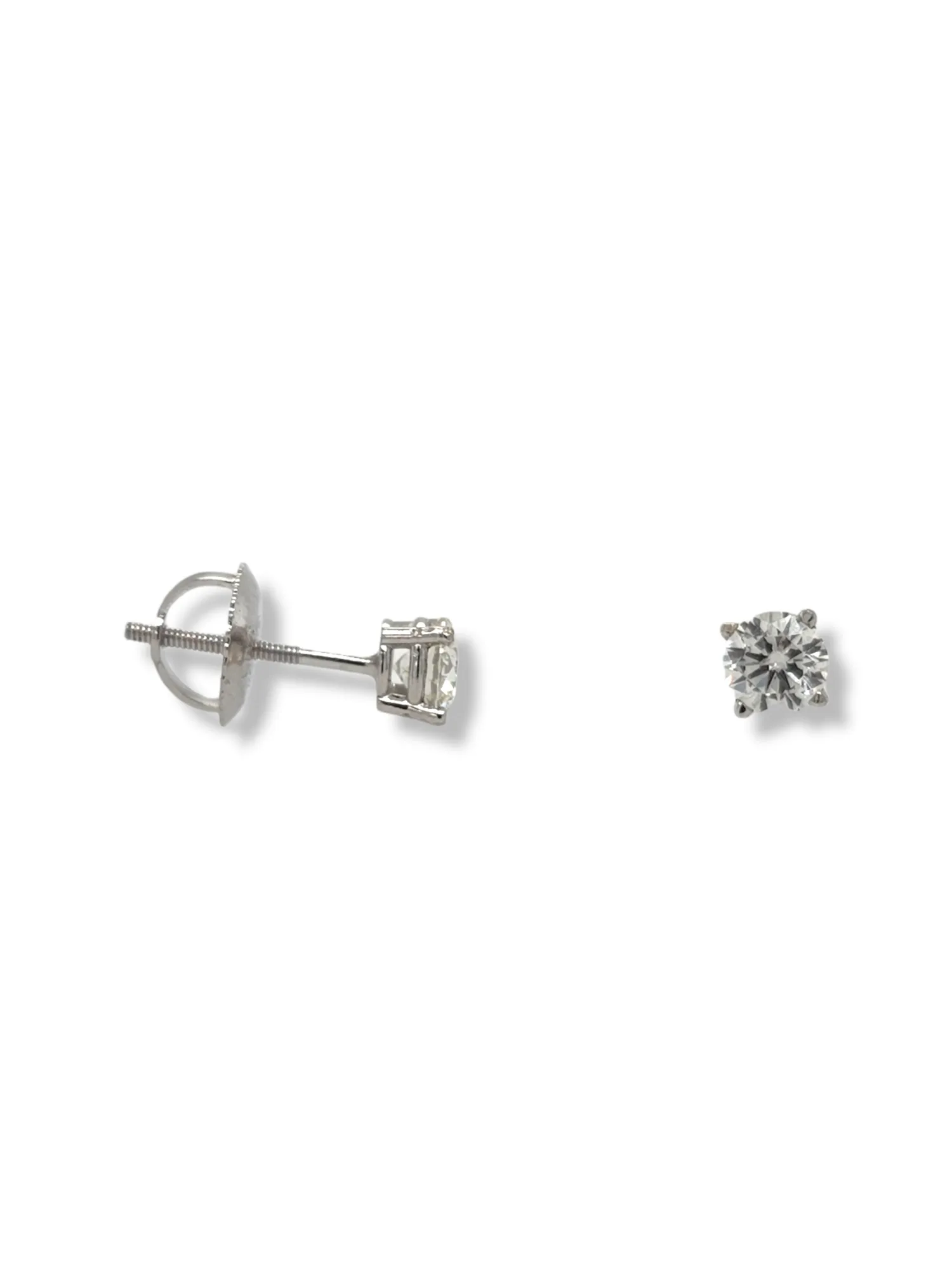 14K White Gold and 1/2 Carat Diamond Stud Earrings