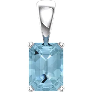 14k White Gold Aquamarine Pendant