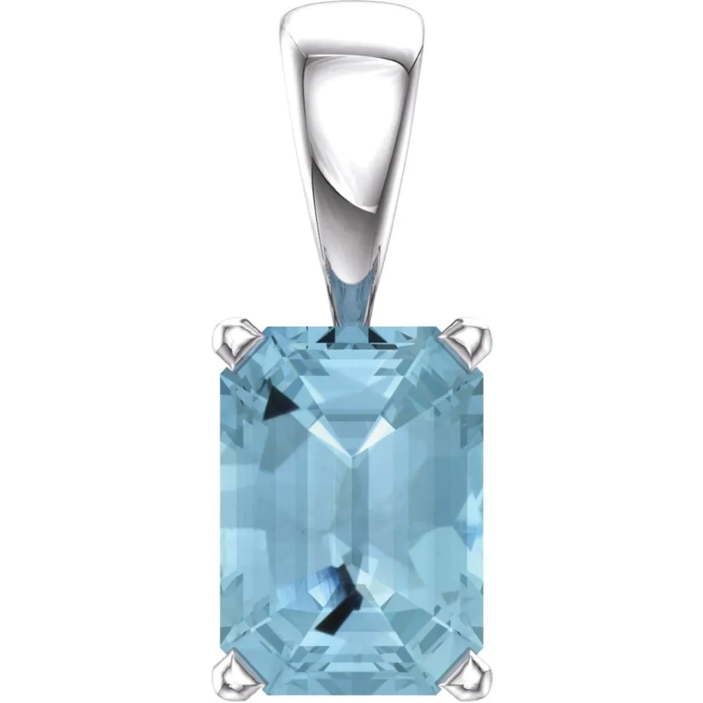 14k White Gold Aquamarine Pendant