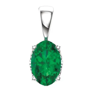 14k White Gold Chatham® Lab-Grown Emerald Pendant