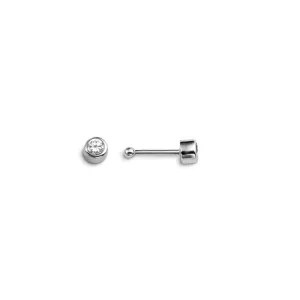 14K White Gold CZ Bezel Set Nose Stud